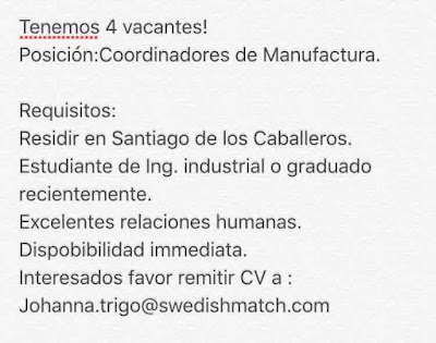 Empleo en Swedish Match como Coordinador