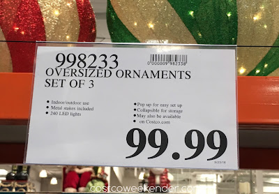 Deal for the Set of 3 Oversized LED Ornaments at Costco