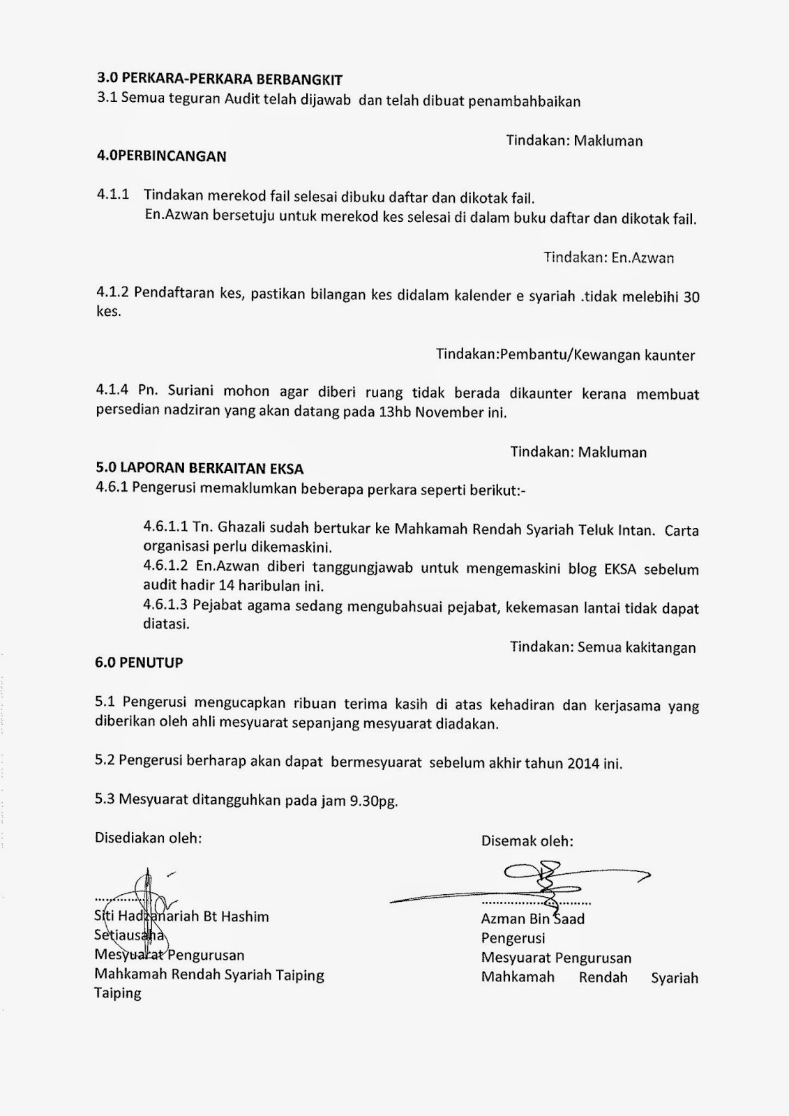 Surat Mesyuarat Jawatankuasa Eksa