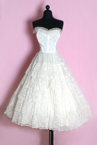 1950′S Lace Tiers Strapless Dress from Posh Girl Vintage