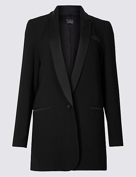 marks and spencer tuxedo style longline blazer