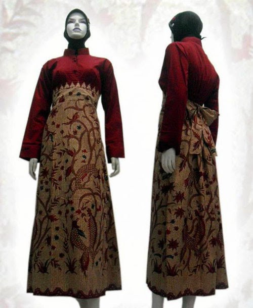 Model Gamis Batik Kombinasi Untuk Orang Tua amegas net