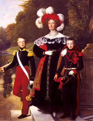 Portrait de la reine avec ses deux enfants, peint par Louis Hersent