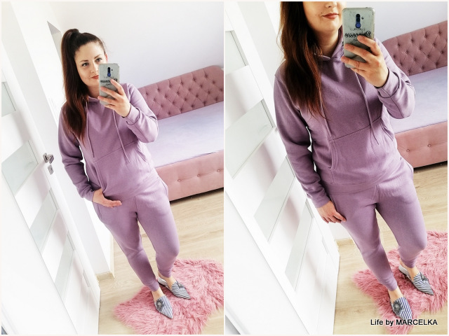 Mauve Hoodie & Skinny Joggers Tracksuit Set - Bellamy