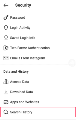 search history instagram
