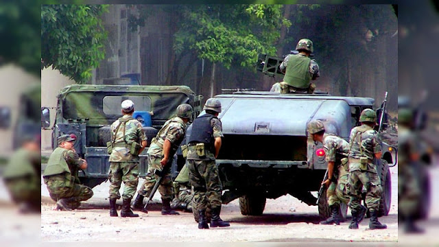 Militares mandan al cielo a 4 Sicarios de "Los Pajaros Sierra" tras enfrentamiento en San José Gracias; hay 2 heridos y arsenal decomisado