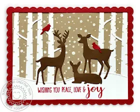 Sunny Studio Stamps: Rustic Winter Deer & Birch Tree Christmas Card by Mendi Yoshikawa
