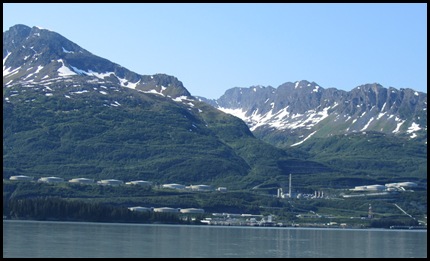 Oil storage tanks at Alyeska Terminal in Valdez, AK.