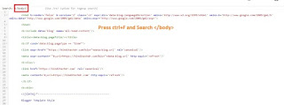 How to find body word in blogger theme HTML