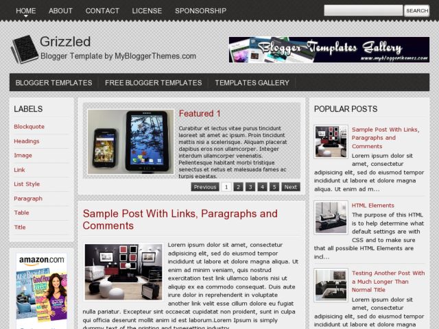 Grizzled Blogger Template is a free magazine blogger template with 3 columns