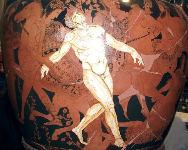 Смерть Талоса, изображенная на греческой вазе V века до нашей эры.