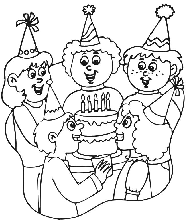Birthday party with family coloring pages | choosboox