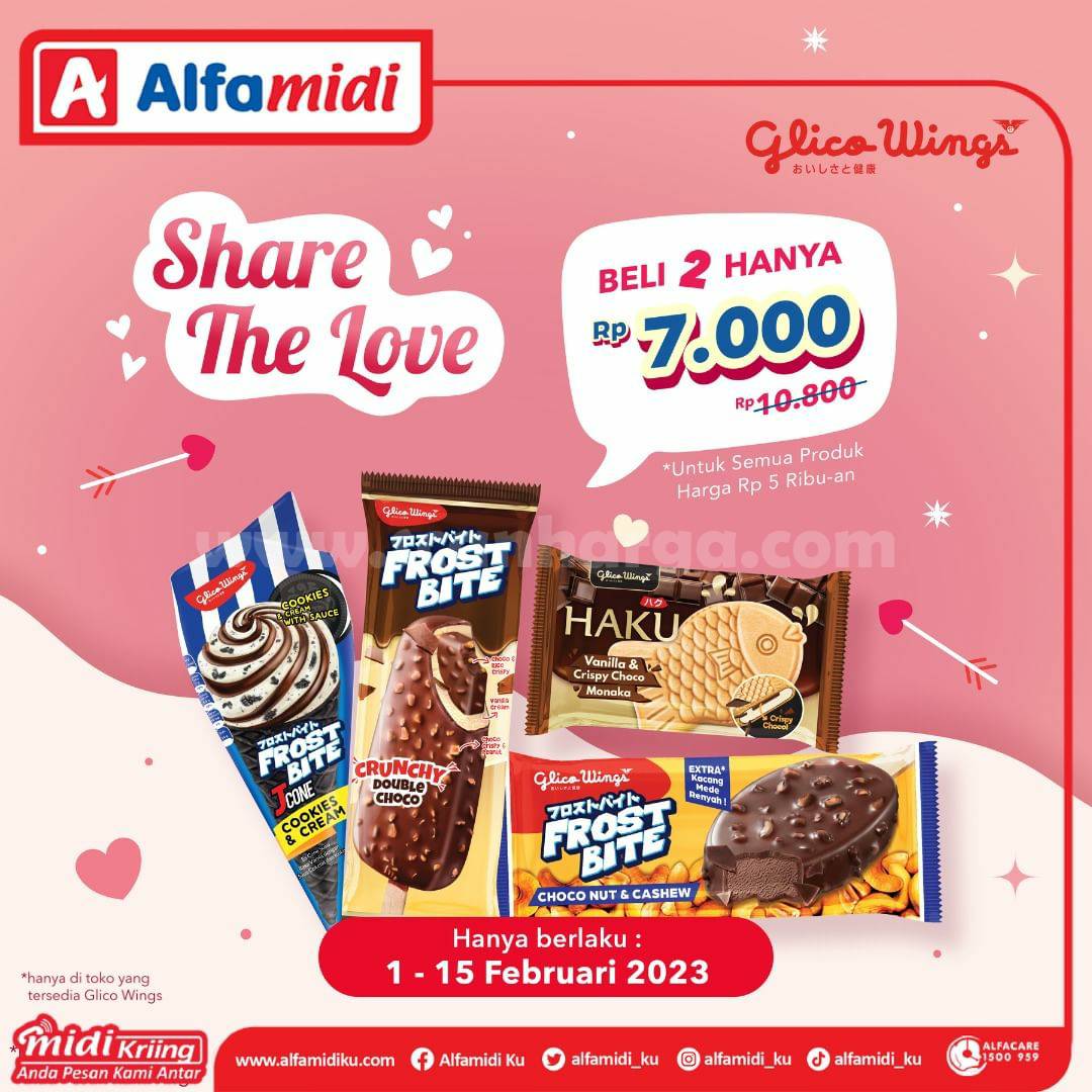 ALFAMIDI Promo SHARE THE LOVE – 2 Ice Cream Glico Wings harga cuma 7RB