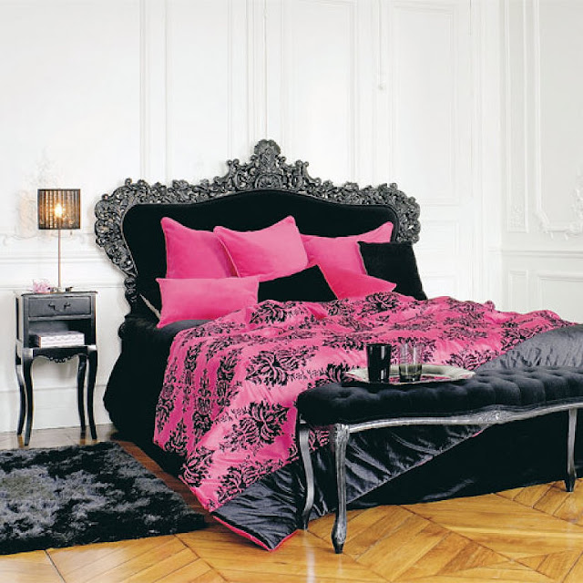 DORMITORIO BARROCO FUCSIA Y NEGRO