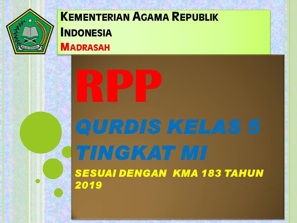 Download RPP Qurdis Kelas 5 Sesuai KMA 183 Tahun 2019