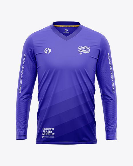 Download Men’s Long Sleeve Soccer Jersey T-shirt Mockup - Front View - Football Jersey Soccer T-shirt