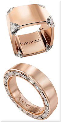 ♦Armoura Trilliant rose gold diamond ring & Arclight baguette cut diamond eternity ring #jewelry #armoura #brilliantluxury