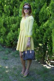 yellow bon ton dress, LV Speedy 25, Fashion and Cookies