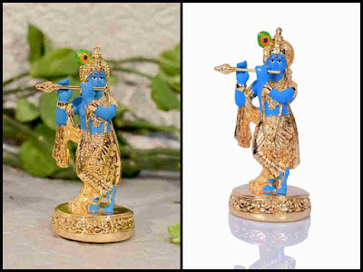 Gold Plated Krishna Statue