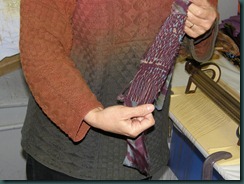 Sample dyed after using smocking pleater, seen in the background