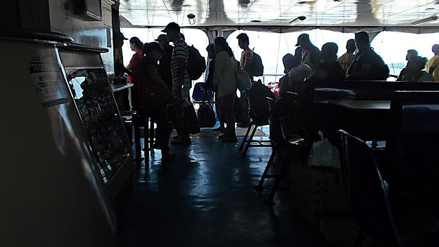 passengers lined up to disembark from M/V Blessed Stars of Roble Shipping at Catbalogan City