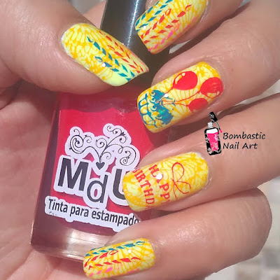 Happy Birthday Stamping Nail Art