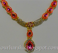 Pink and White stone studded necklace (3)