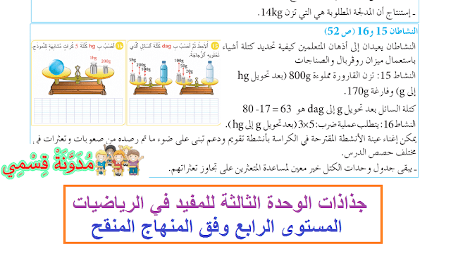 جذاذات المفيد في الرياضيات المستوى الرابع