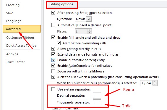 Cara Mengganti Koma Menjadi Titik Di Excel Dan Sebaliknya