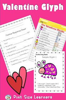 February Glyph | Valentine's Day Glyph | Interpreting Data for K-2  are a wonderful way to teach young students about collecting, interpreting and analyzing data. Your kindergarten, first grade and second grade students will love these February Glyph activities. Perfect for Valentine's Day, these glyphs will have yours students engaged in data and following directions. By decoding glyphs, students will learn how to collect and interpret the data in a fun way.