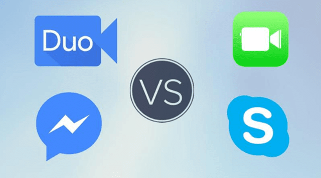 مقارنة بين تطبيقات الدردشة FB Messenger وFace Time وSkype وGoogle Duo