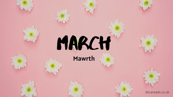 Title: March - Mawrth. Background - flower pattern.