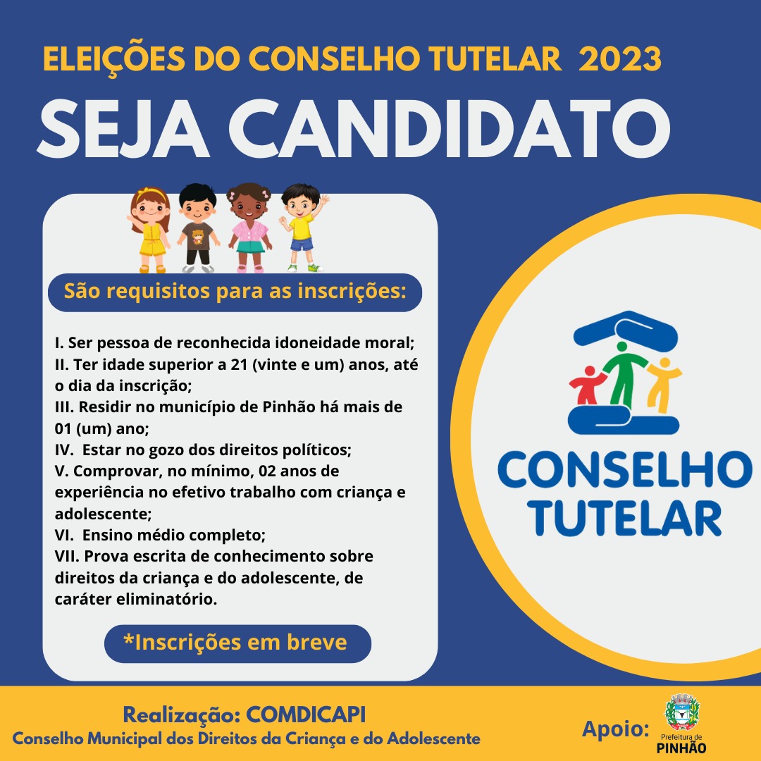 Eleições para Conselheiro Tutelar em São José dos Pinhais serão em outubro  - Prefeitura de São José dos PinhaisPrefeitura de São José dos Pinhais