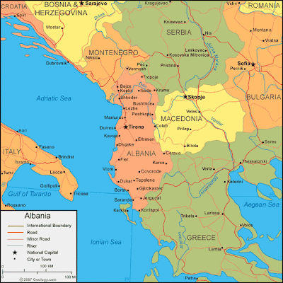 Map of Albania Region Country