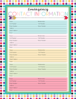 Free Printable Emergency Contact Sheet | i should be ...