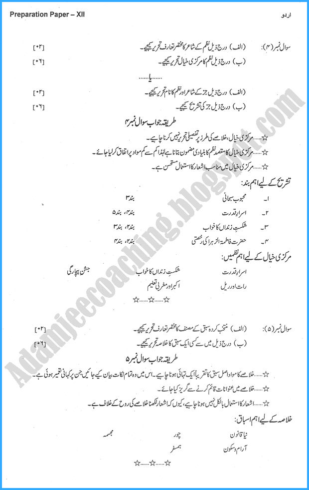 urdu-12th-adamjee-coaching-guess-paper-2018-science-group