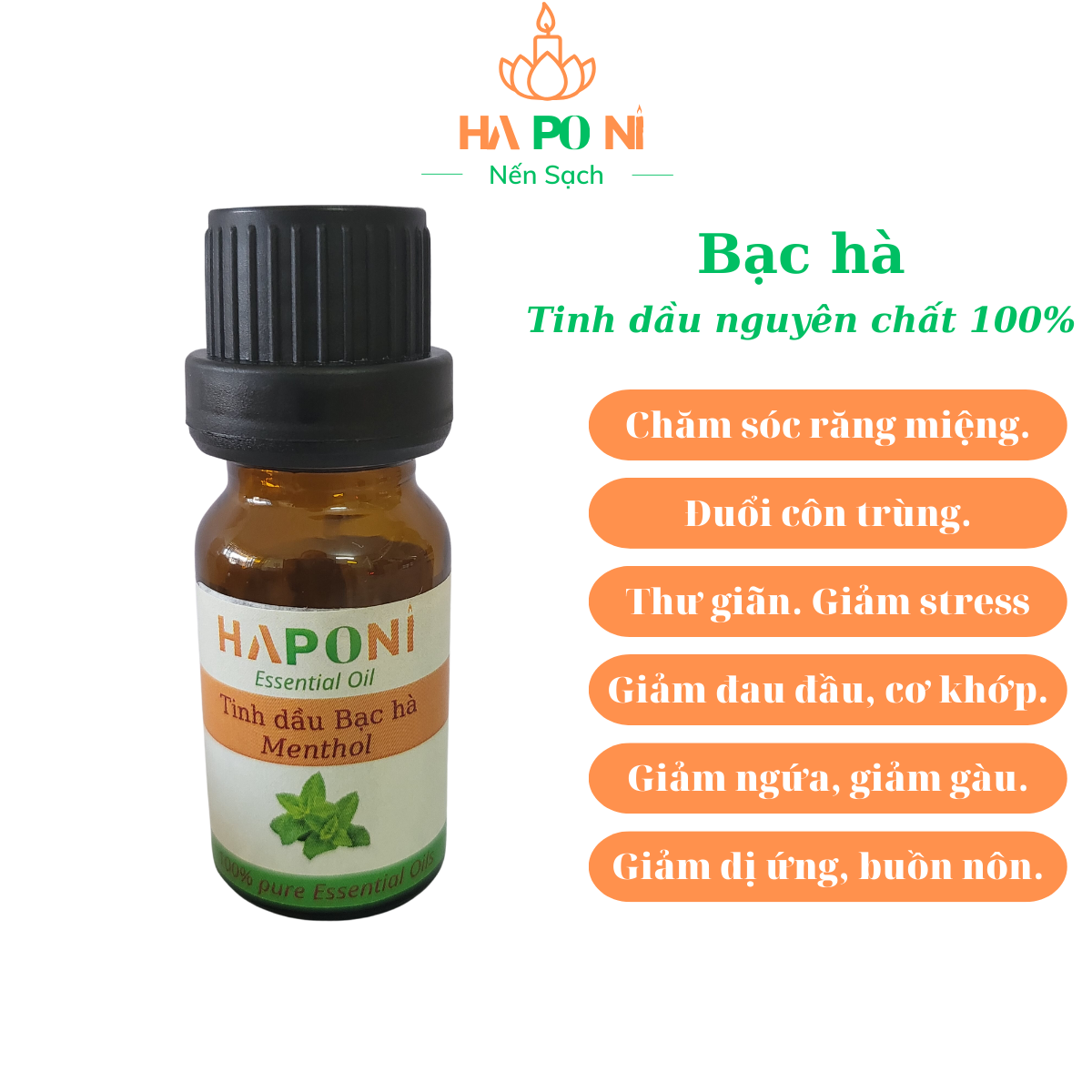 Tinh dầu bạc hà thiên nhiên HAPONI 10ml