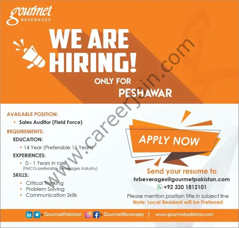 Gourmet Foods Pvt Ltd Jobs 2023 - Latest Advertisement