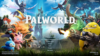 The title screen for Palworld.