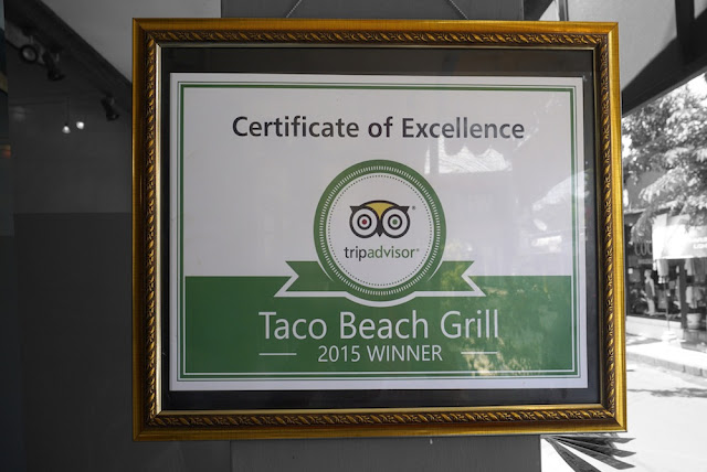 Taco Beach Grill Certificate of Excelence by TripAdvisor