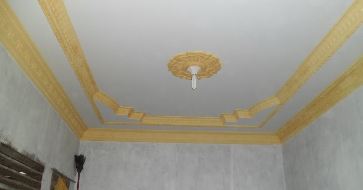 Desain Elegan list gypsum Berwarna kuning pemasangan 