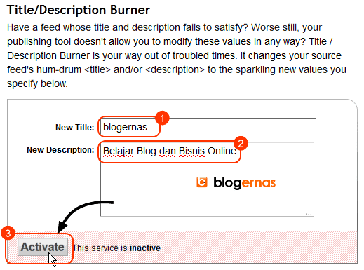 Cara Aktifkan SEO Title dan Deskripsi Feedburner Blog