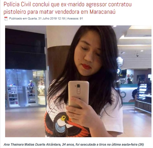 Polícia Civil conclui que ex-marido agressor contratou pistoleiro para matar vendedora em Maracanaú