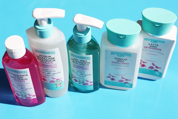 Preview I Provenzali Bio, nuovi prodotti per il viso alla Rosa Mosqueta: Acqua Micellare Biologica Delicata, Struccante Occhi Biologico Delicato e Gel Viso Detergente Biologico + Tonico Viso Addolcente e Latte Viso Detergente (piccola review)