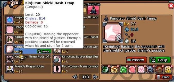 Kinjutsu : Shield bash Temp ninja saga (shield bash upgrade)