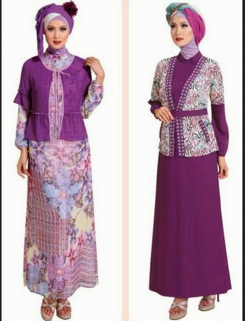  Model  Baju  Gamis Batik  Kombinasi Brokat 