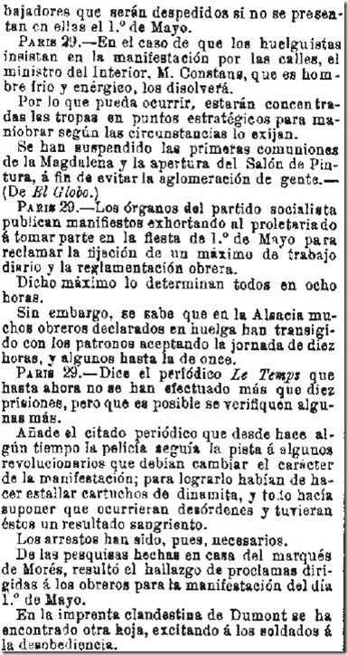 1890-04-30 - La Iberia - 01 (Preparativos del 1º de Mayo - Francia - 3)