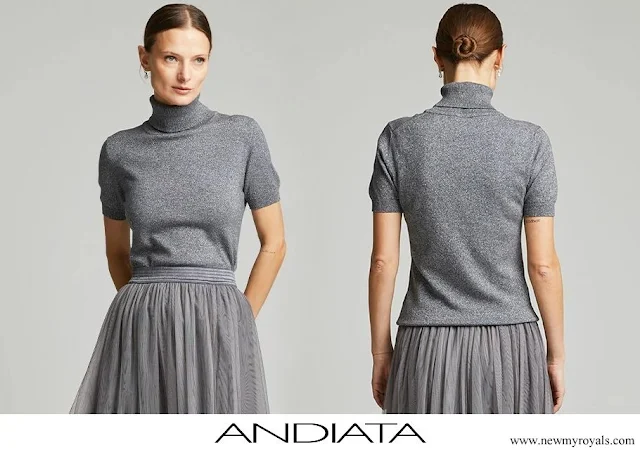 Crown Princess Victoria wore Andiata Pola Knit Polo in Grey Shimmer