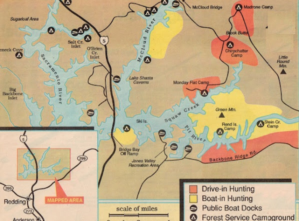 map of turkey hunting at Lake Shasta and access best areas