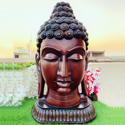 Tibetan Buddhist Large Wooden Buddha Head